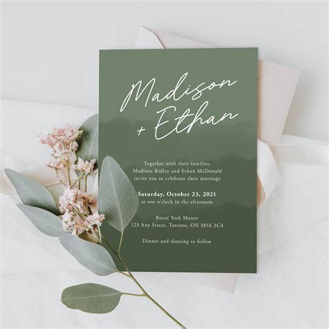 Sage green invite .